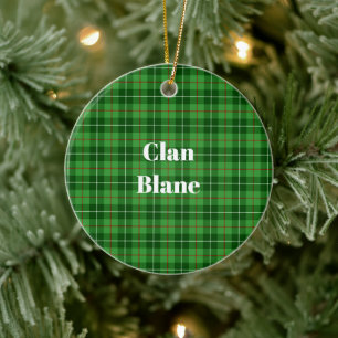 Clan Blane Tartan Ceramic Tree Decoration