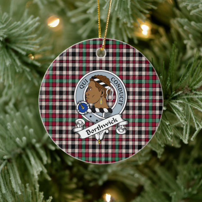 Clan Borthwick Ancient Badge Tartan Plaid Ceramic Tree Decoration (Tree)