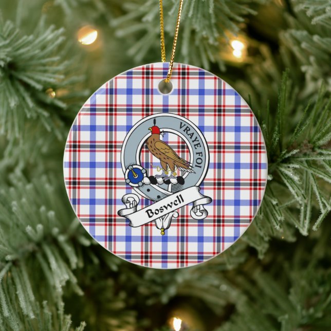 Clan Boswell Modern Badge Tartan Plaid Ceramic Tree Decoration (Tree)