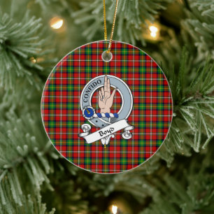 Clan Boyd Badge Tartan Plaid Ceramic Tree Decoration