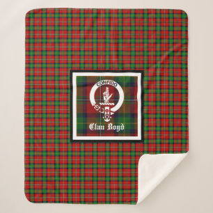 Clan Boyd Crest Badge and Tartan Sherpa Blanket