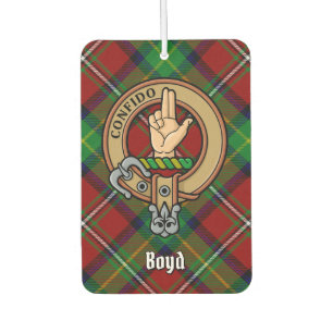 Clan Boyd Crest over Tartan Car Air Freshener