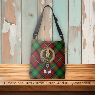 Clan Boyd Crest over Tartan Crossbody Bag