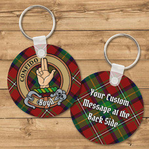 Clan Boyd Crest over Tartan Key Ring
