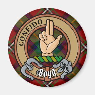 Clan Boyd Crest over Tartan Magnet