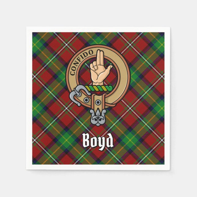 Clan Boyd Crest over Tartan Napkin (Front)