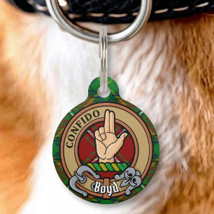 Clan Boyd Crest over Tartan Pet Tag
