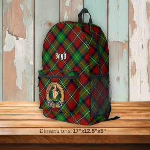 Clan Boyd Crest over Tartan Printed Backpack