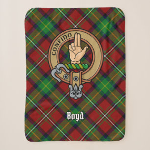 Clan Boyd Crest over Tartan Sherpa Blanket