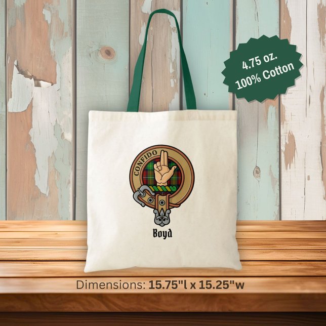 Clan Boyd Crest over Tartan Tote Bag (Creator Uploaded)