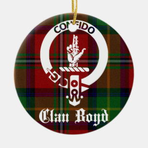 Clan Boyd Crest Tartan Ceramic Tree Decoration