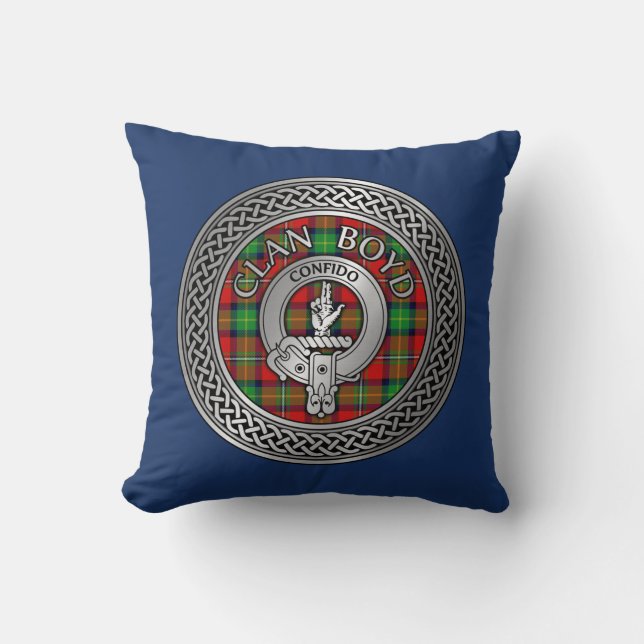 Clan Boyd Crest & Tartan Knot Cushion (Front)