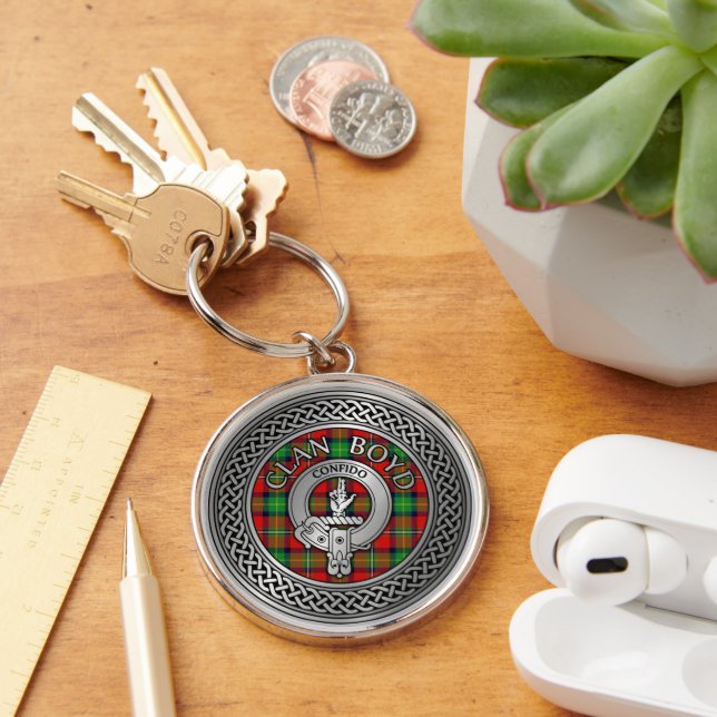 Clan Boyd Crest & Tartan Knot Key Ring (Desk)