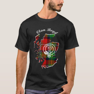Clan Boyd Surname Last Name Scottish Tartan Map Cr T-Shirt