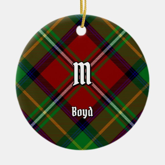 Clan Boyd Tartan Ceramic Tree Decoration (Front)