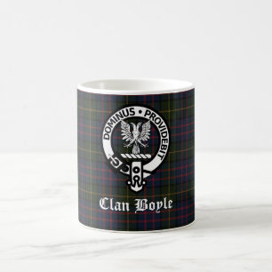 Clan Boyle Crest Badge & Tartan Coffee Mug