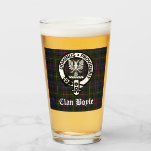 Clan Boyle Crest Badge & Tartan Glass