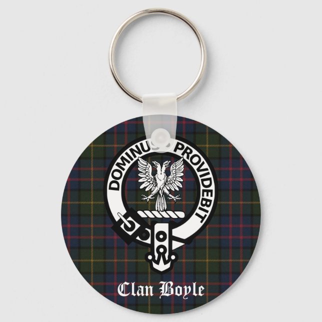 Clan Boyle Crest & Tartan Key Ring (Front)