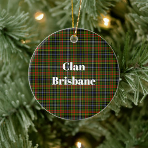 Clan Brisbane Tartan Ceramic Tree Decoration