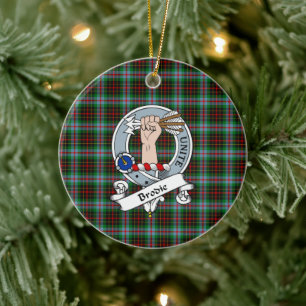 Clan Brodie Badge Tartan Plaid Ceramic Tree Decoration