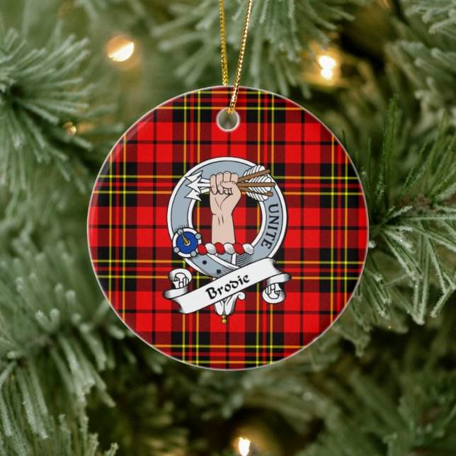 Clan Brodie Modern Badge Tartan Plaid Ceramic Tree Decoration (Tree)