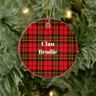 Clan Brodie Modern Tartan Ceramic Tree Decoration