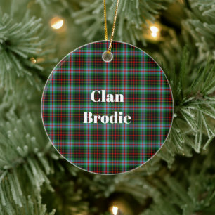 Clan Brodie Tartan Ceramic Tree Decoration