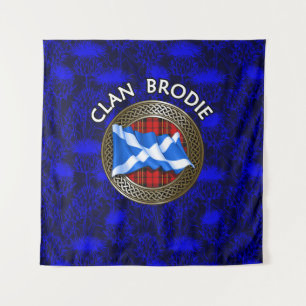 Clan Brodie Tartan Knot & Flag Tapestry