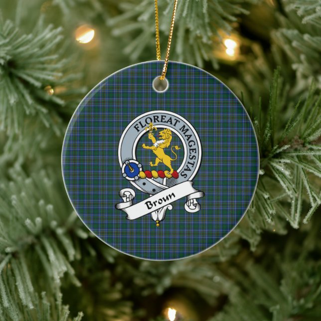 Clan Broun Badge Tartan Plaid Ceramic Tree Decoration (Tree)