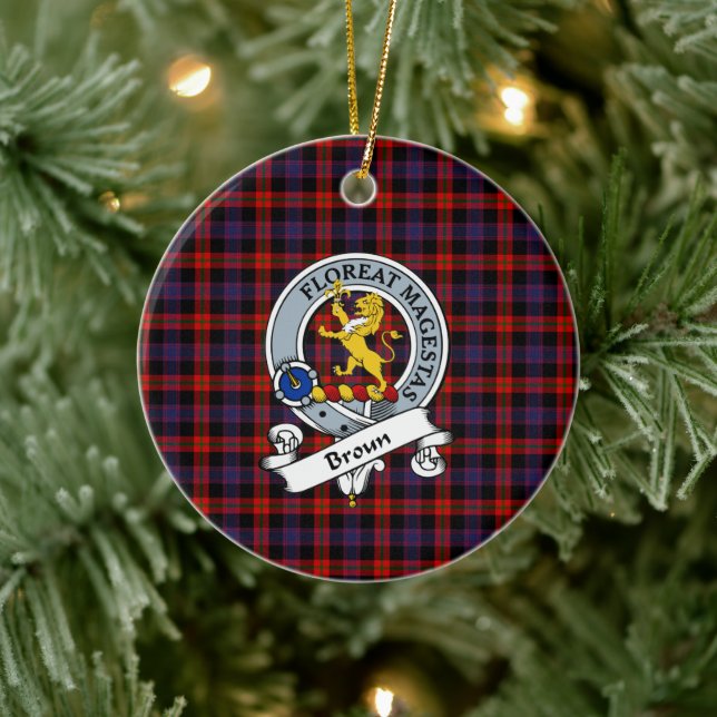 Clan Broun Modern Badge Tartan Plaid Ceramic Tree Decoration (Tree)