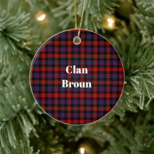 Clan Broun Modern Tartan Ceramic Tree Decoration