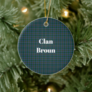 Clan Broun Tartan Ceramic Tree Decoration