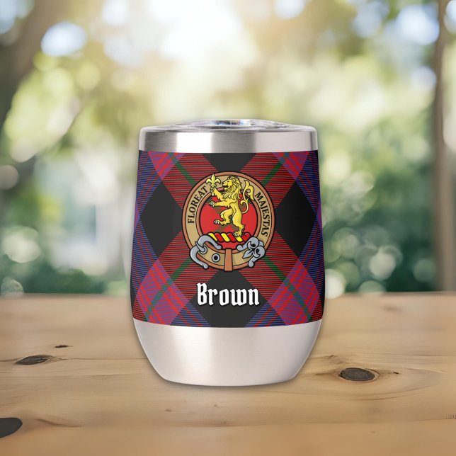Clan Brown Crest over Tartan (Creator Uploaded)