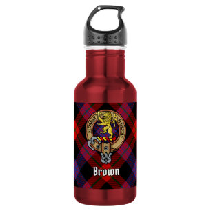Clan Brown Crest over Tartan 532 Ml Water Bottle