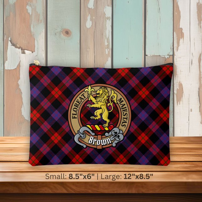 Clan Brown Crest over Tartan Accessory Pouch (Creator Uploaded)