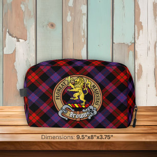 Clan Brown Crest over Tartan Dopp Kit
