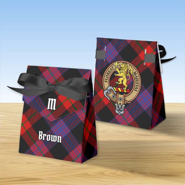 Clan Brown Crest over Tartan Favour Box (Creator Uploaded)