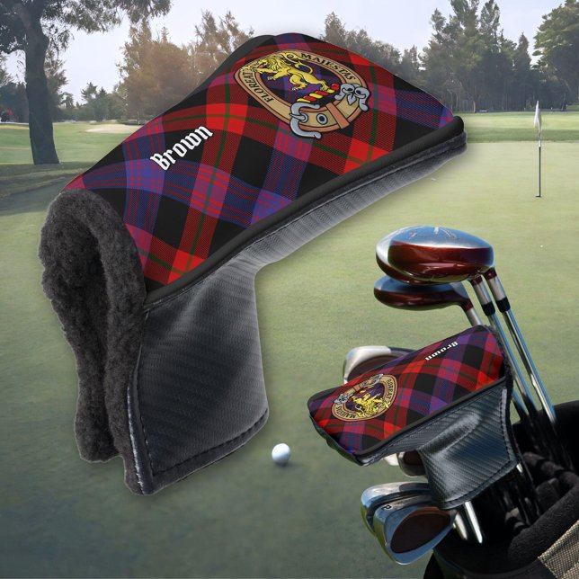 Clan Brown Crest over Tartan Golf Head Cover (Creator Uploaded)