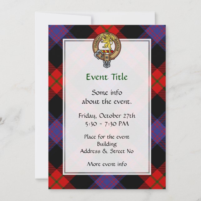Clan Brown Crest over Tartan Invitation (Front)