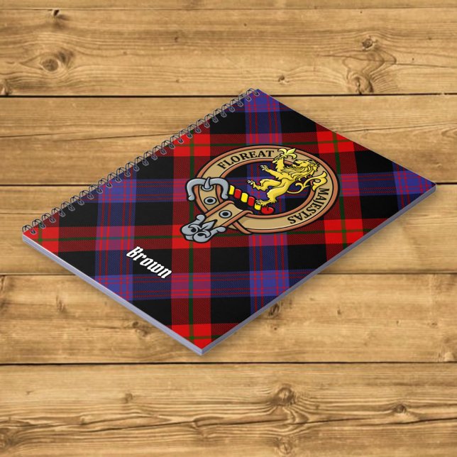 Clan Brown Crest over Tartan Notebook (Creator Uploaded)