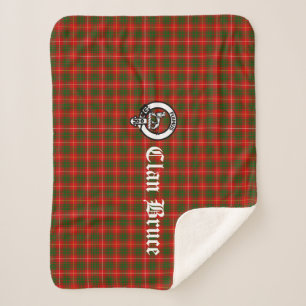 Clan Bruce Crest Badge and Tartan Sherpa Blanket