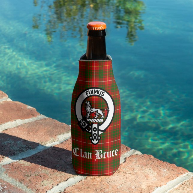 Clan Bruce Crest Badge & Tartan  Bottle Cooler (In Situ Pool)