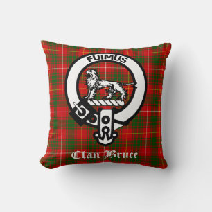 Clan Bruce Crest Badge & Tartan Cushion