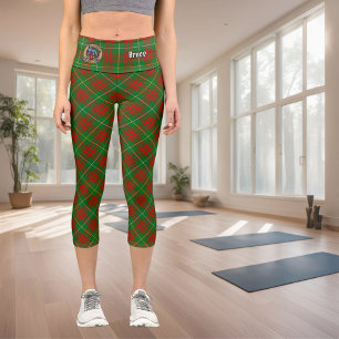 Clan Bruce Crest over Hunting Tartan Capri Leggings