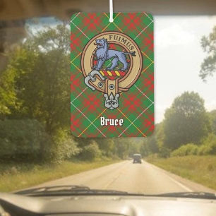 Clan Bruce Crest over Hunting Tartan Car Air Freshener