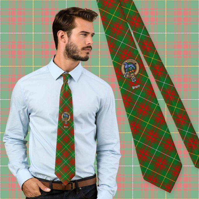 Clan Bruce Crest over Hunting Tartan Tie (Creator Uploaded)