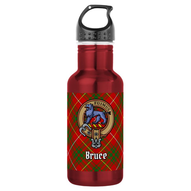 Clan Bruce Crest over Tartan 532 Ml Water Bottle (Front)