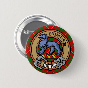 Clan Bruce Crest over Tartan 6 Cm Round Badge