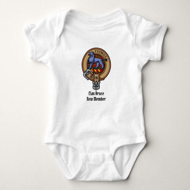Clan Bruce Crest over Tartan Baby Bodysuit (Front)