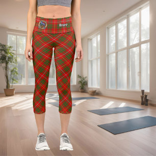 Clan Bruce Crest over Tartan Capri Leggings